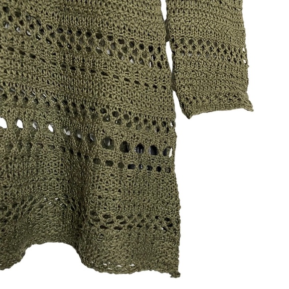 Le Chateau Olive Crochet See Through Top 3/4 Sleeves Boat Neck Small S - Picture 9 of 16